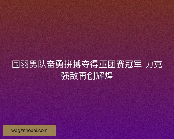国羽男队奋勇拼搏夺得亚团赛冠军 力克强敌再创辉煌