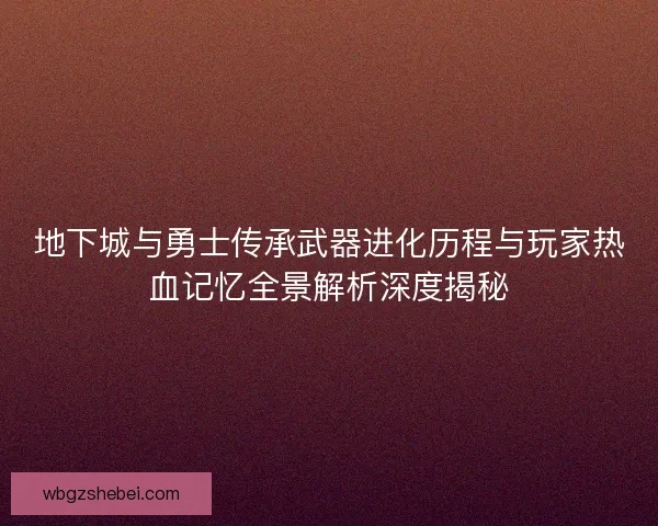 地下城与勇士传承武器进化历程与玩家热血记忆全景解析深度揭秘