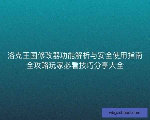 洛克王国修改器功能解析与安全使用指南全攻略玩家必看技巧分享大全