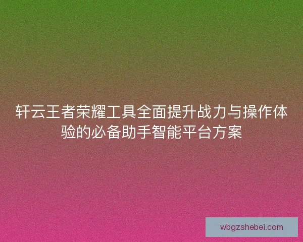 轩云王者荣耀工具全面提升战力与操作体验的必备助手智能平台方案