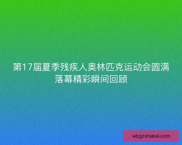第17届夏季残疾人奥林匹克运动会圆满落幕精彩瞬间回顾