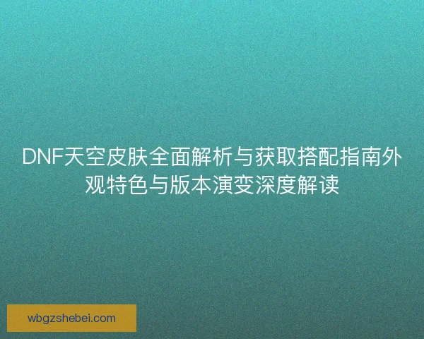 DNF天空皮肤全面解析与获取搭配指南外观特色与版本演变深度解读